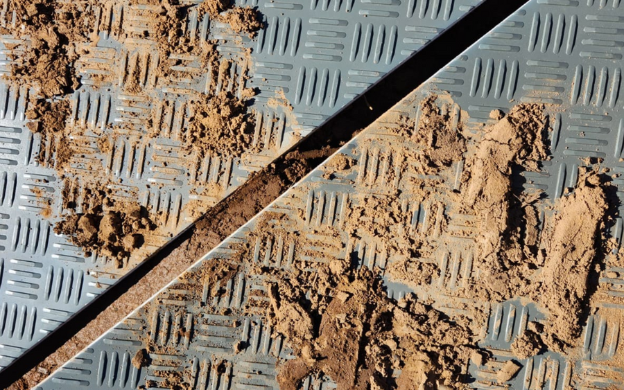 Reusable ground protection mats helping protect site surfaces